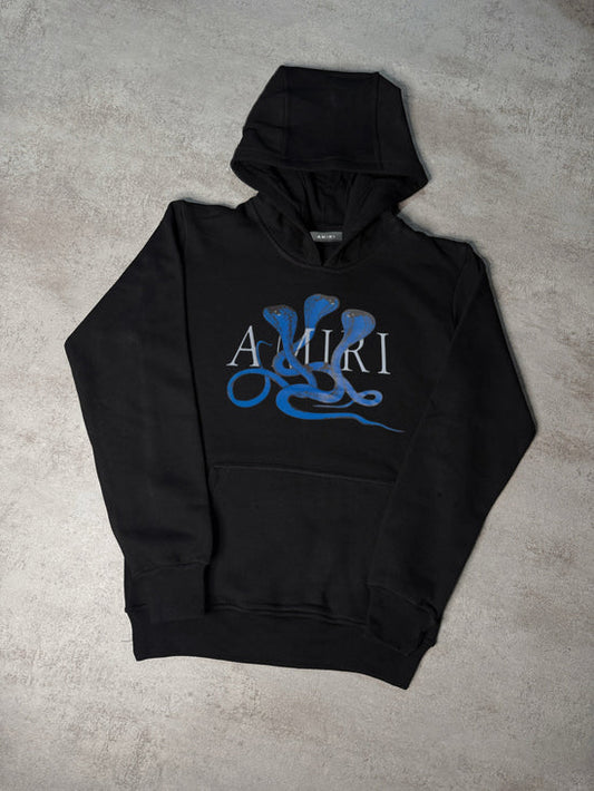 Sudadera AMIRI negro logo blanco serpientes azules