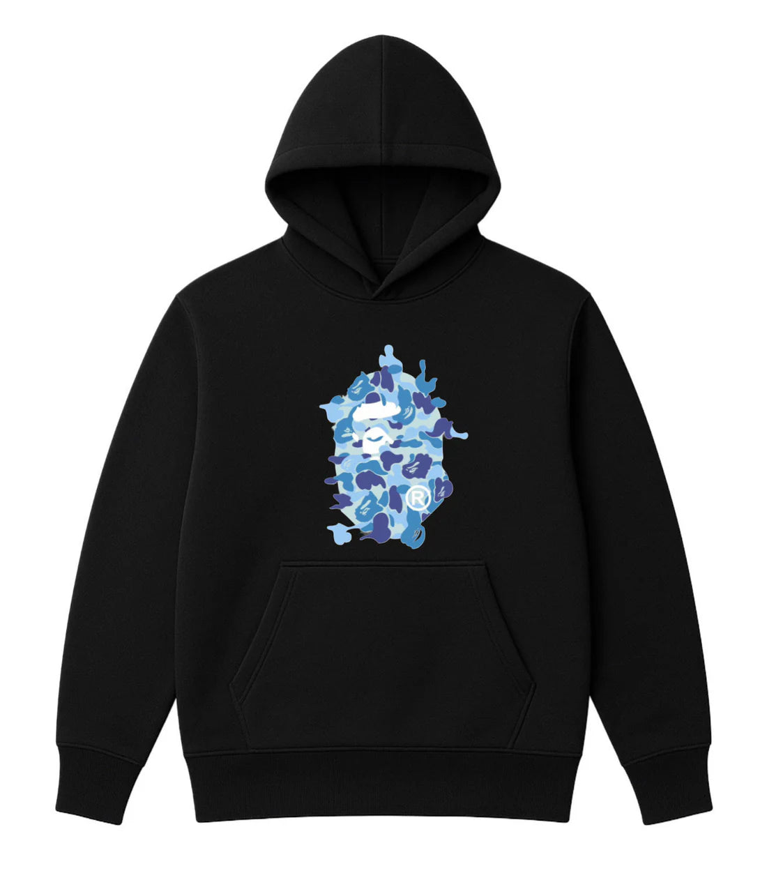 Sudadera BAPE negro logo azul y blanco
