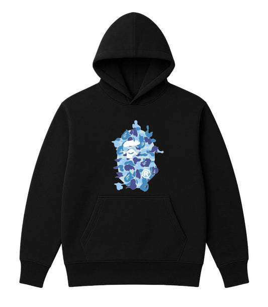 Sudadera BAPE negro logo azul y blanco