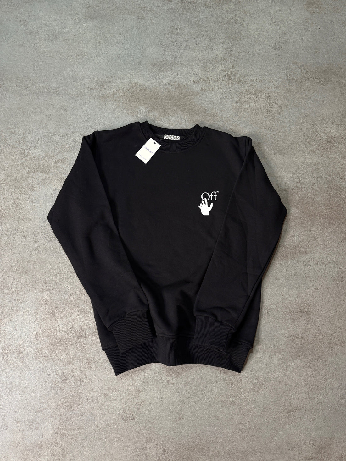 Sudadera OFF WHITE negra logo blanco mano