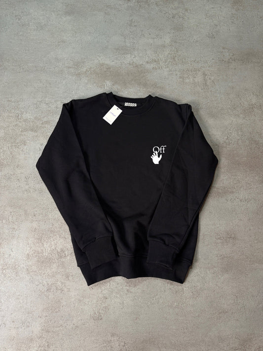Sudadera OFF WHITE negra logo blanco mano