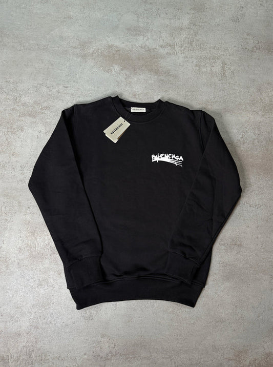 Sudadera BALENCIAGA negra logo blanco