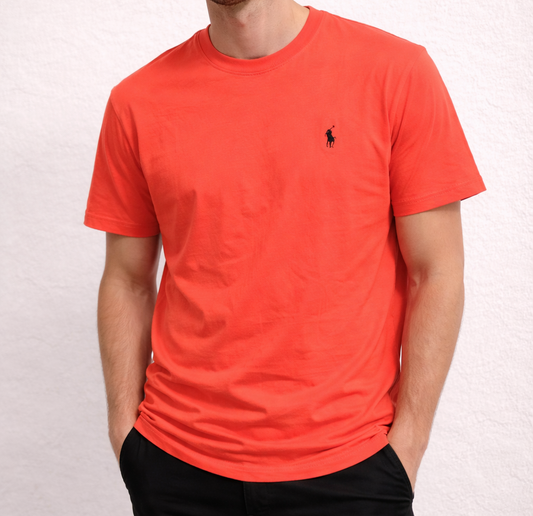 Camiseta ralph lauren naranja logo negro