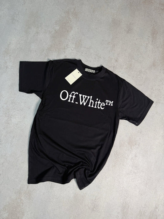 Camiseta off white negra logo blanco