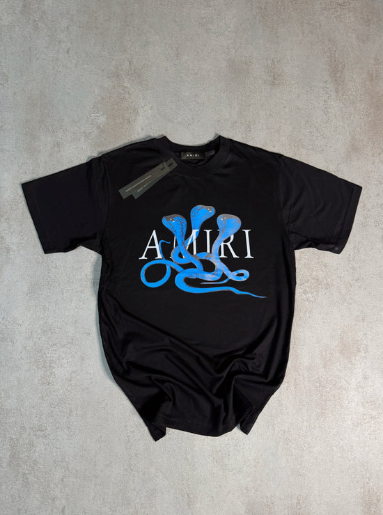 Camiseta amiri negro logo blanco serpientes