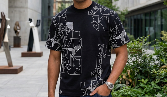 Camiseta LV negro detalles grises
