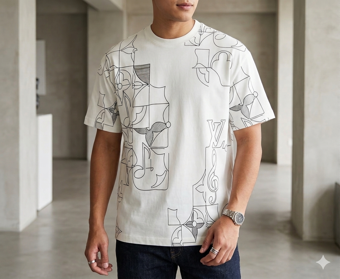 Camiseta LV blanco detalles grises