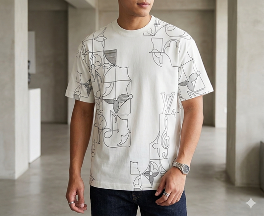 Camiseta LV blanco detalles grises