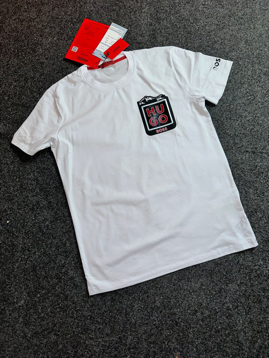 Camiseta Hugo Boss blanco logo negro