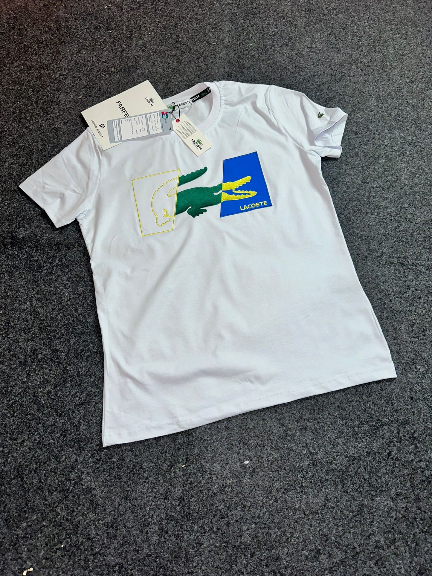 Camiseta lacoste blanco logo tricolor