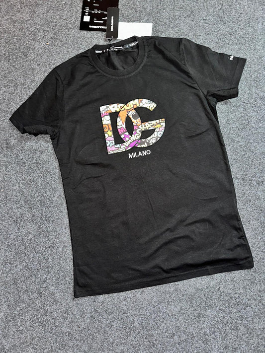 Camiseta D&G negro logo en pecho multicolor