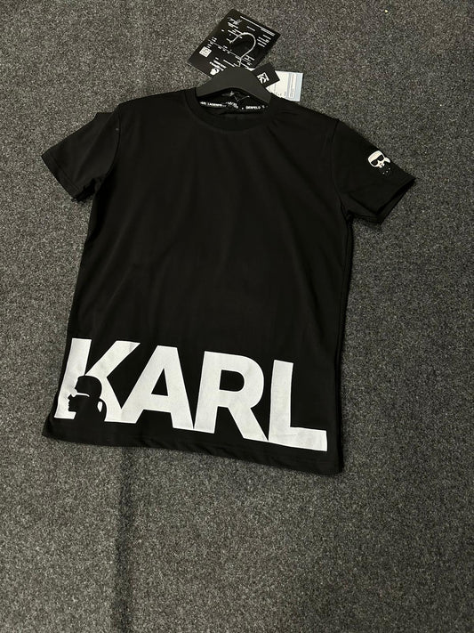 Camiseta Karl Lagerfield negra logo blanco