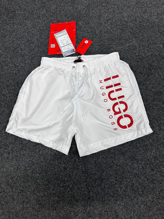 Bañador hugo boss blanco logo rojo