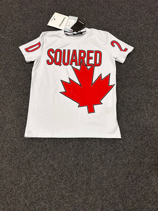 Camiseta dsquared blanca logo rojo