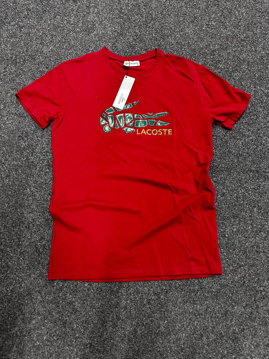 Camiseta lacoste roja logo amarillo