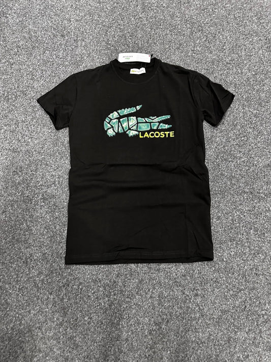 Camiseta lacoste negra logo amarillo