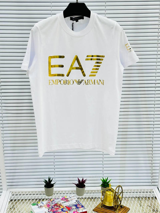 Camiseta armani blanco logo dorado oversize