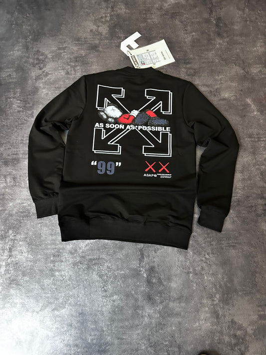 Sudadera off white negro logo en medio grande