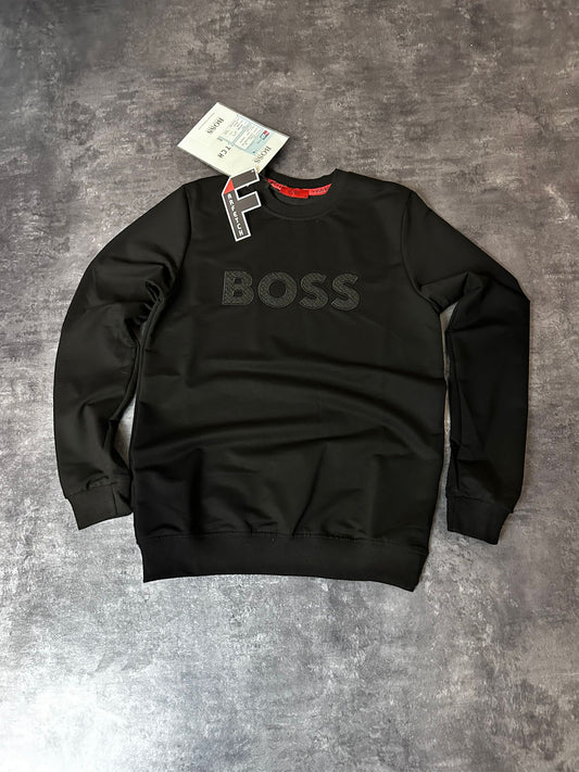 Sudadera hugo boss negra logo negro