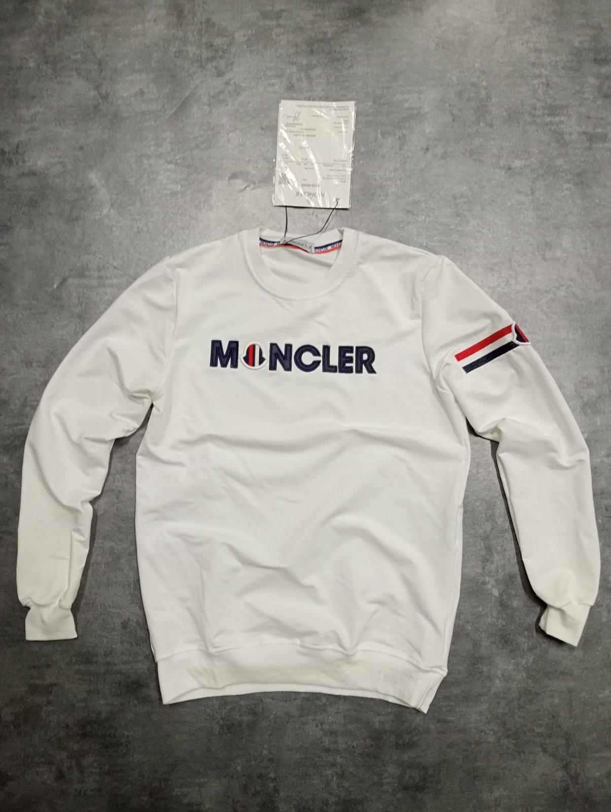 Sudadera Moncler blanco logo negro