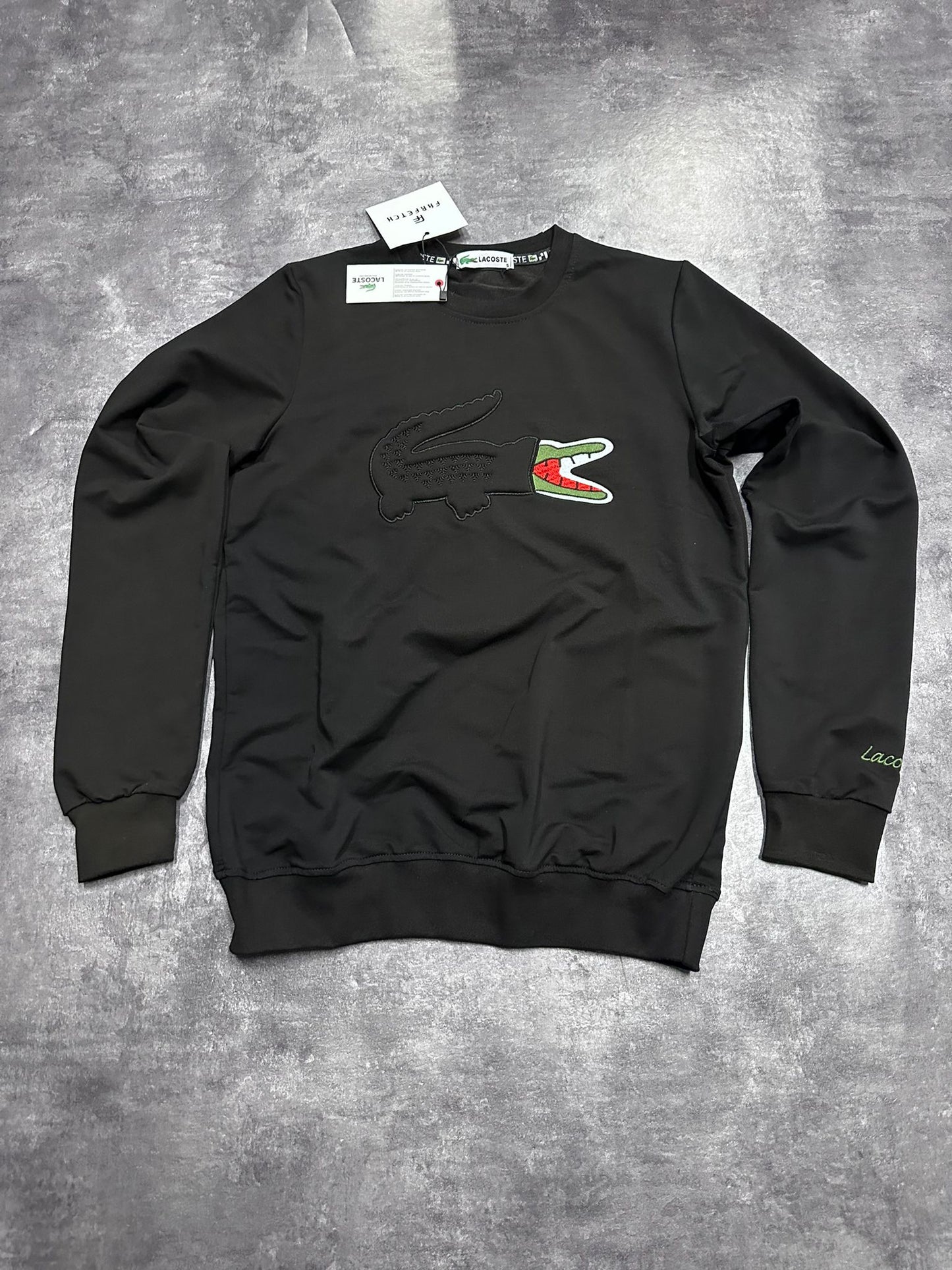 Sudadera Lacoste negra logo negro y verde