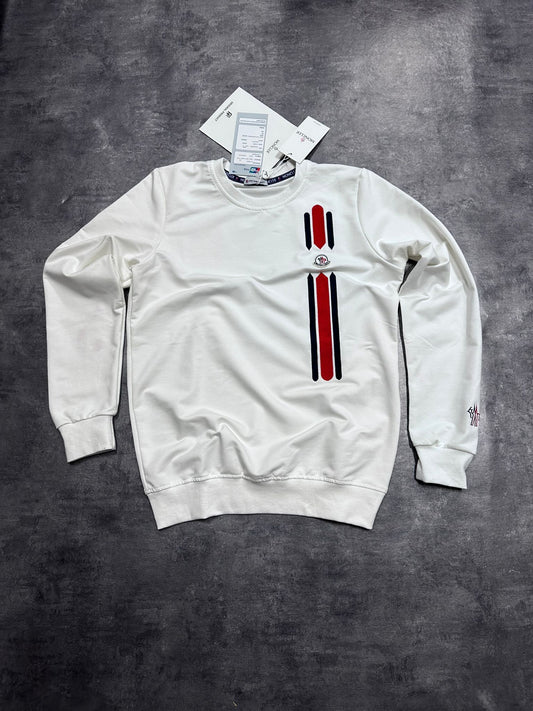 Sudadera moncler blanco detalles azules y rojos