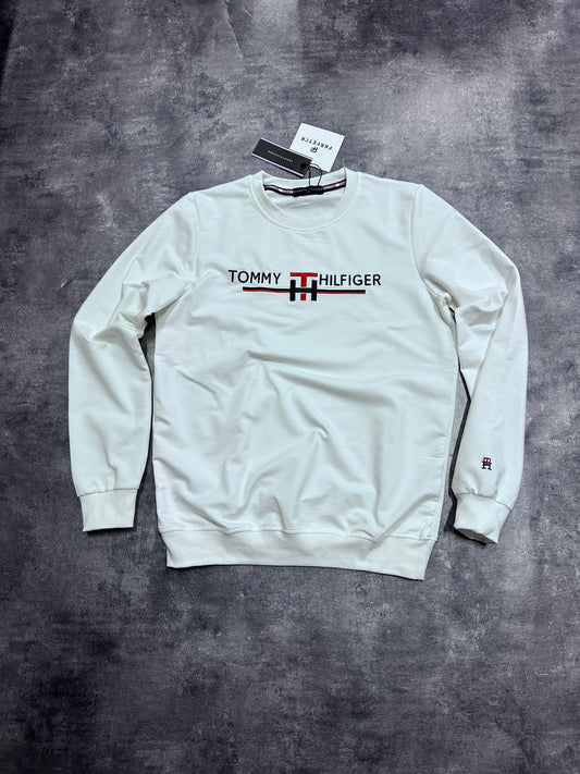 Sudadera Tommy Hilfiger blanca logo negro