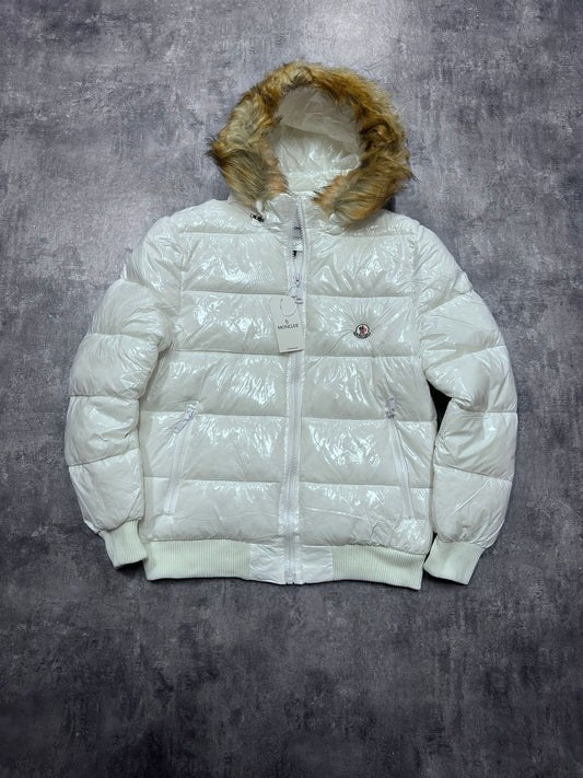 Chaqueta moncler brillante blanca