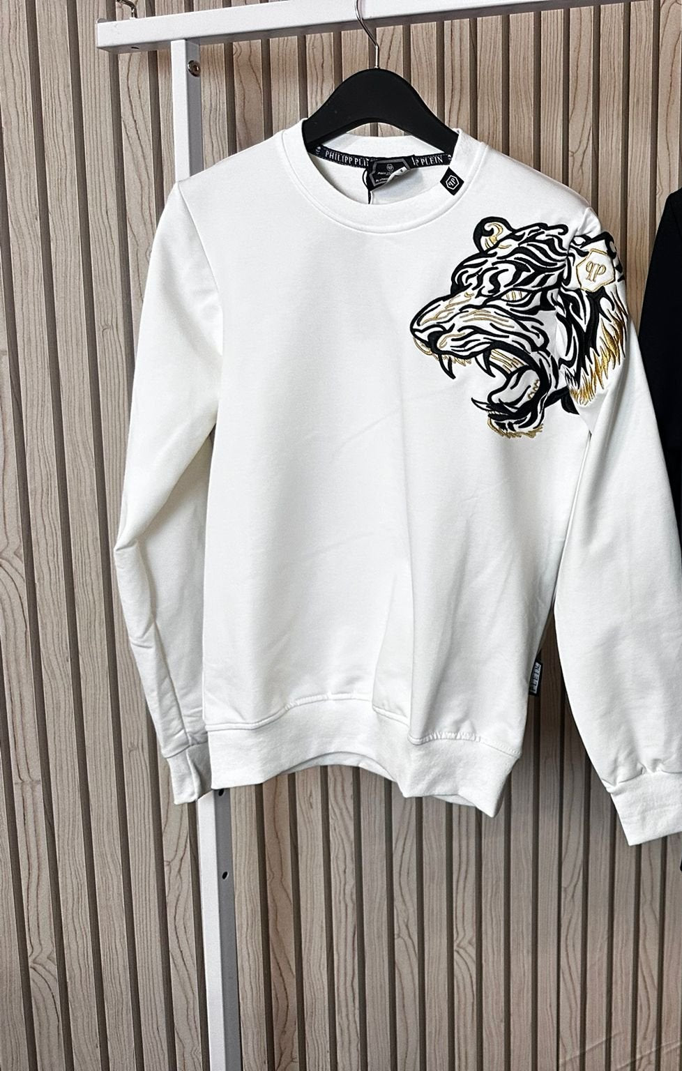 Sudadera Philipp Plein blanca tigre en lateral negro