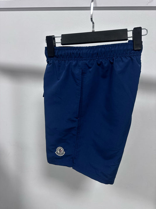 Bañador Moncler azul marino logo blanco
