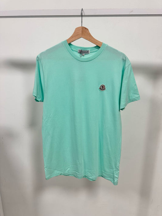 Camiseta moncler azul claro logo blanco