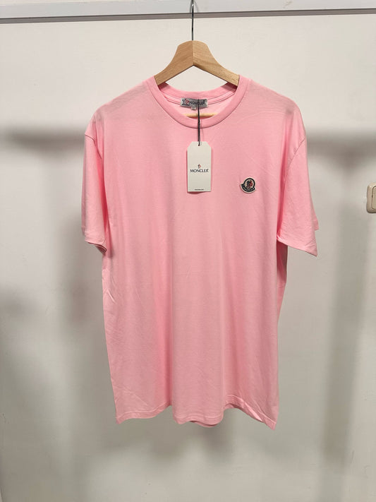 Camiseta moncler rosa logo blanco