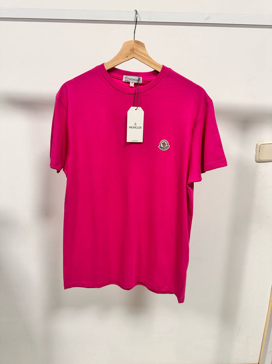 Camiseta moncler rosa logo blanco