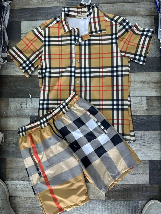 Conjunto burberry marron detalles negro y dorado