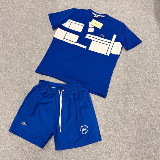 Conjunto lacoste azul y blanca logo verde