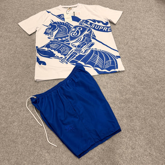 Conjunto burberry blanco logo azul