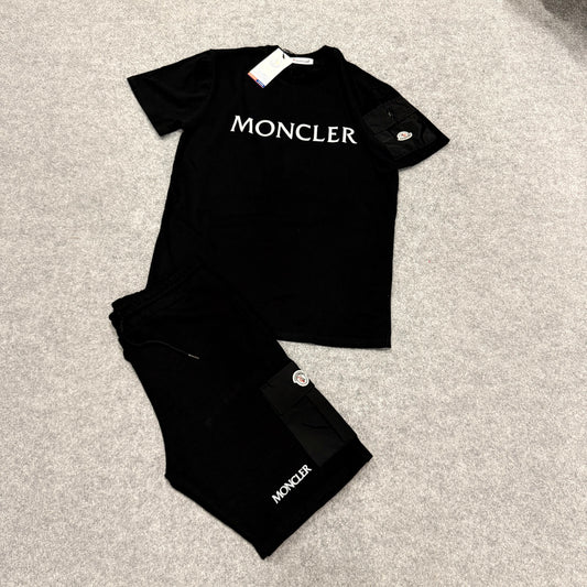 Conjunto Moncler negro logo blanco