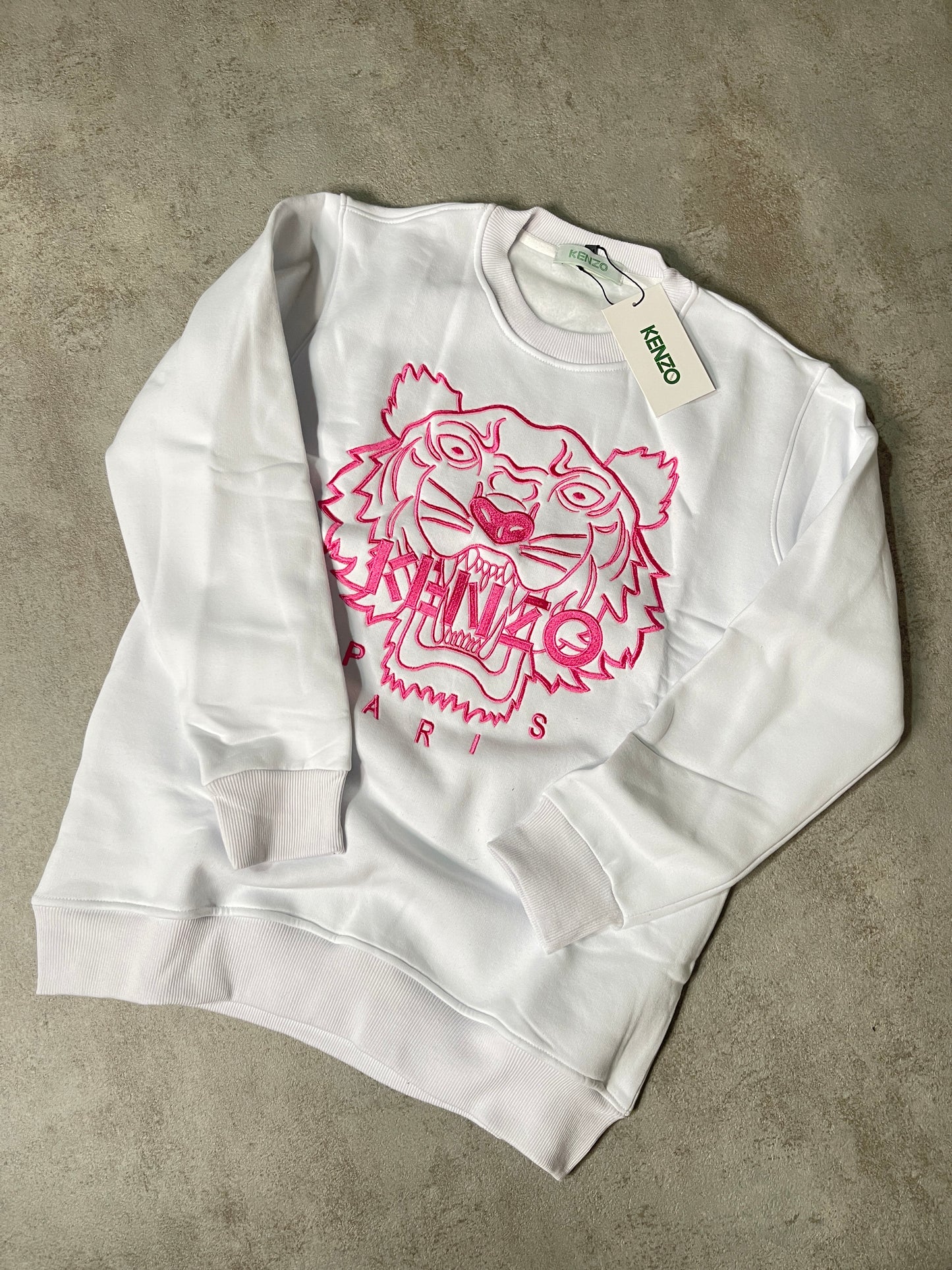 Sudadera KENZO blanco logo rosa