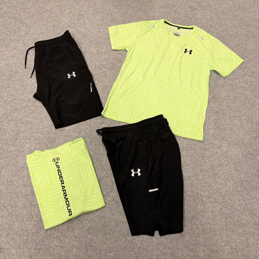 Conjunto under armour amarillo logo negro