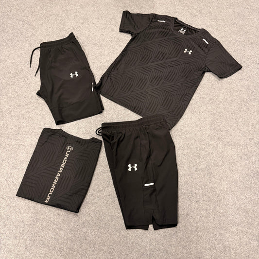 Conjunto under armour negro logo blanco