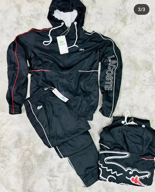 Chandal lacoste negro logo verde logo grande en espalda