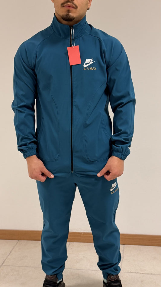 Chandal nike air max azul logo blanco y dorado