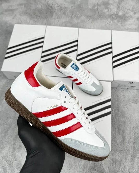 ADIDAS SAMBA BLANCA LOGO ROJO