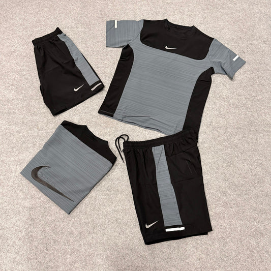 Conjunto nike negro y gris logo blanco