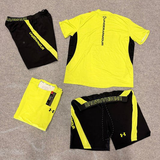 Conjunto under armour negro y amarillo