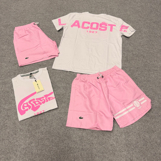 Conjunto lacoste blanco y rosa