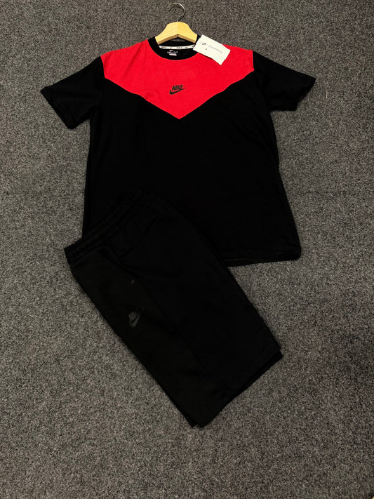 Conjunto nike tech negro y rojo logo negro