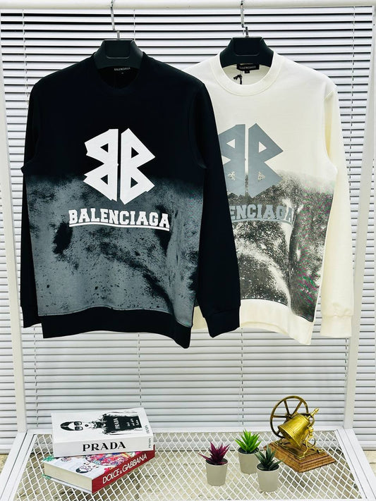 Sudadera Balenciaga negro logo en medio blanco detalles grises
