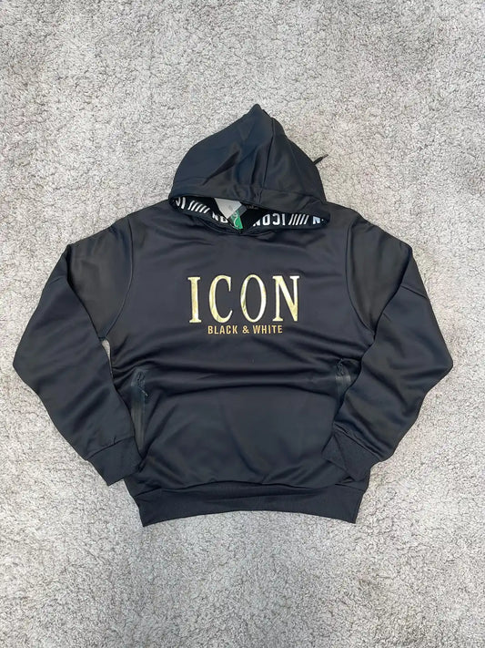 SUDADERA ICON negro logo dorado