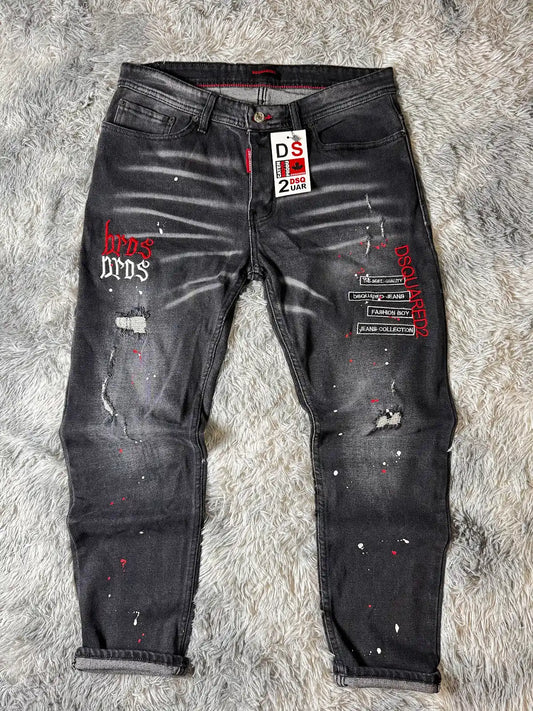 Pantalon vaquero DSQUARED2 detalles rojos y blancos